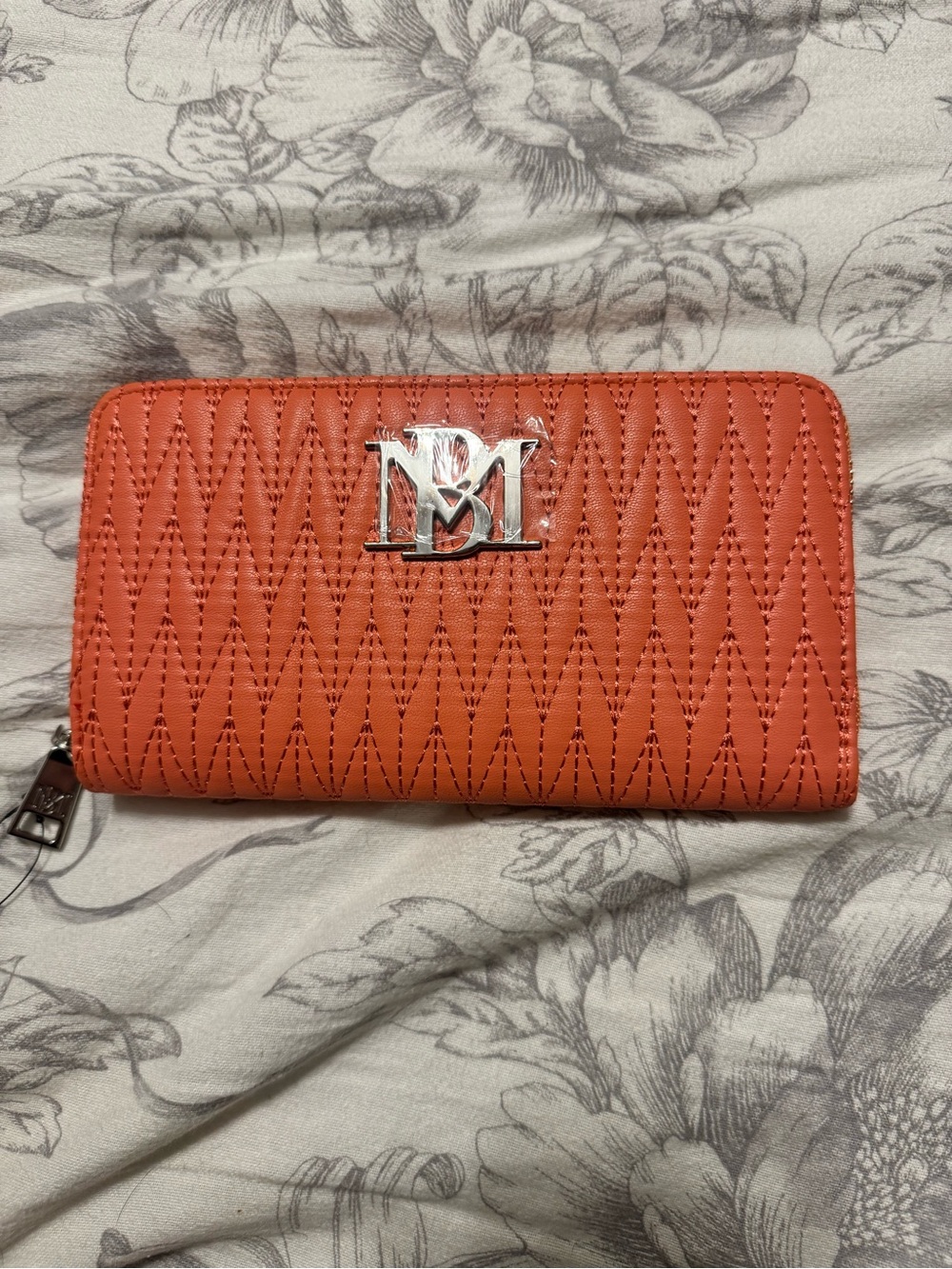 Brand new Bagsley Mishka Orange Quilted Zip-Around Wallet